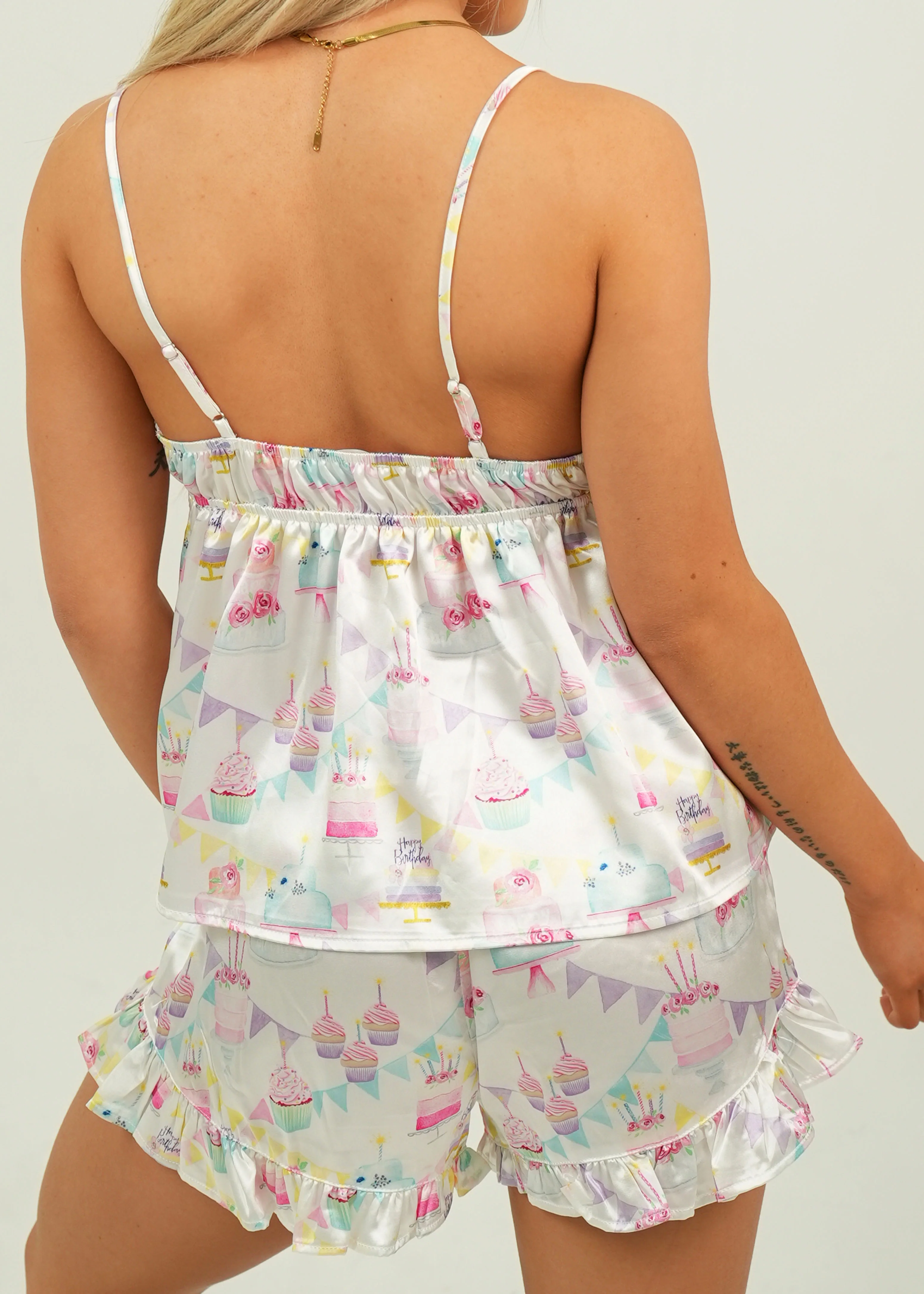 Birthday Satin Camisole Short PJ Set - Image 4