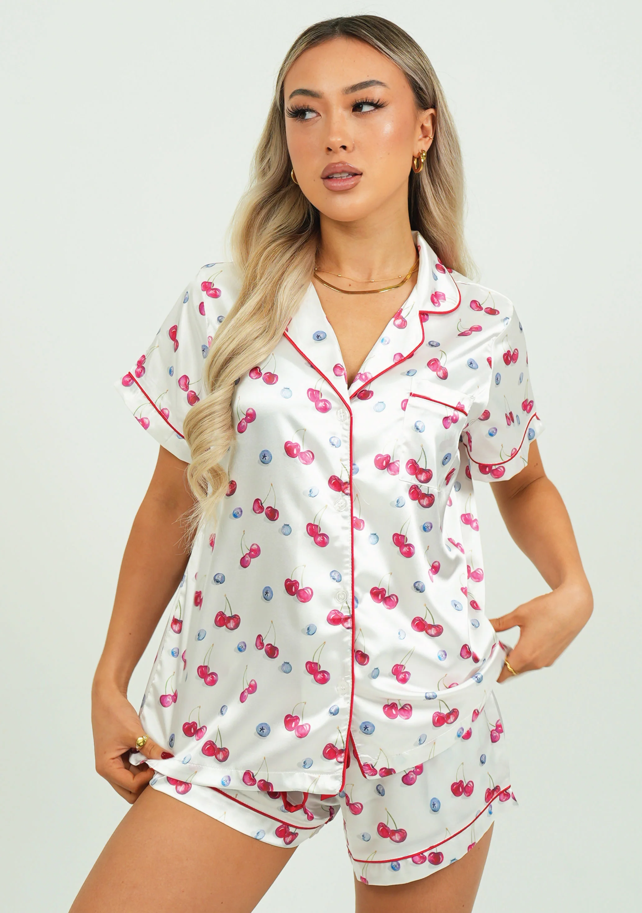 Cherries and Berries Satin Short PJ Set - Image 4