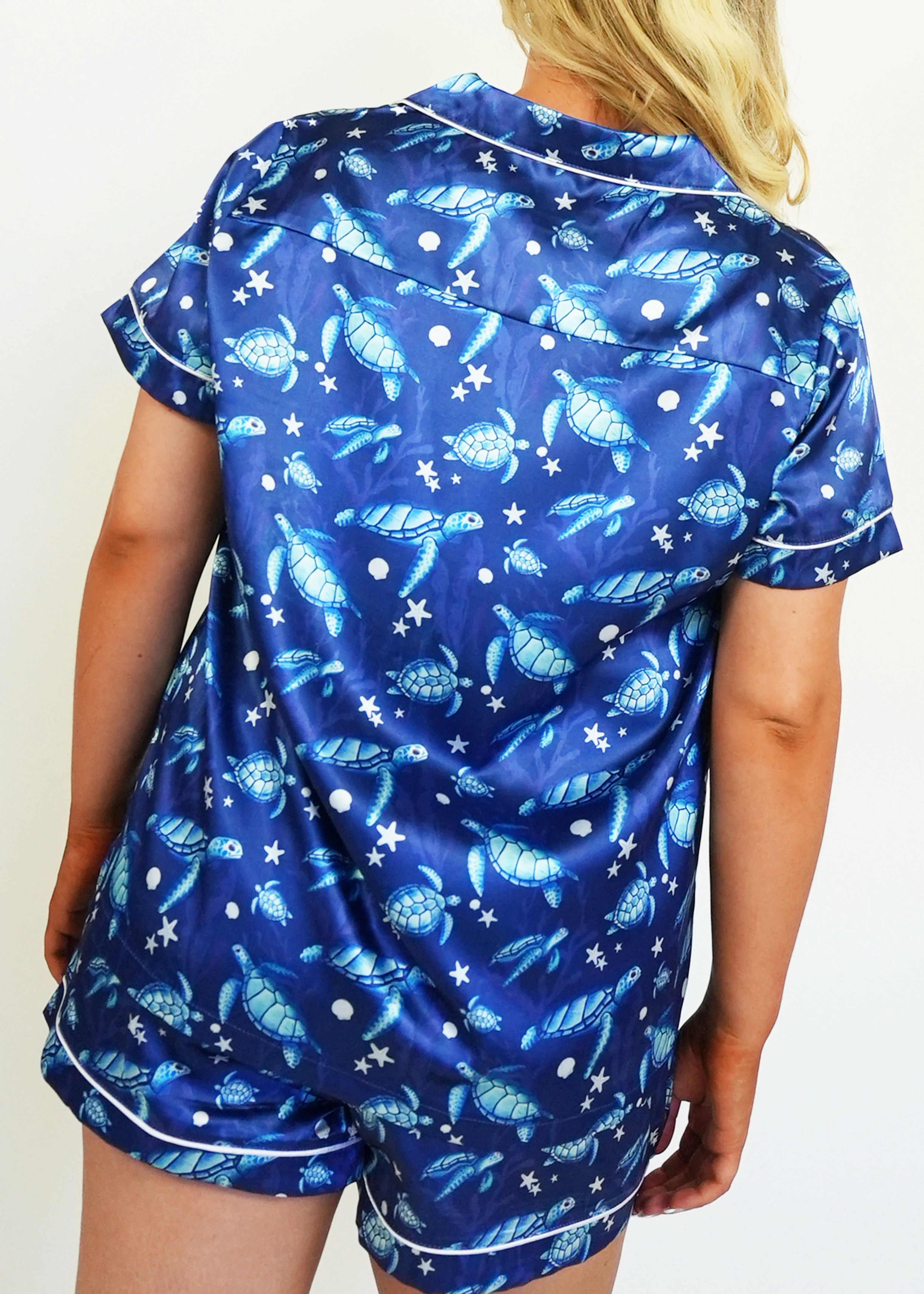 Find the Current Navy Satin Short Pyjama Set - Image 4