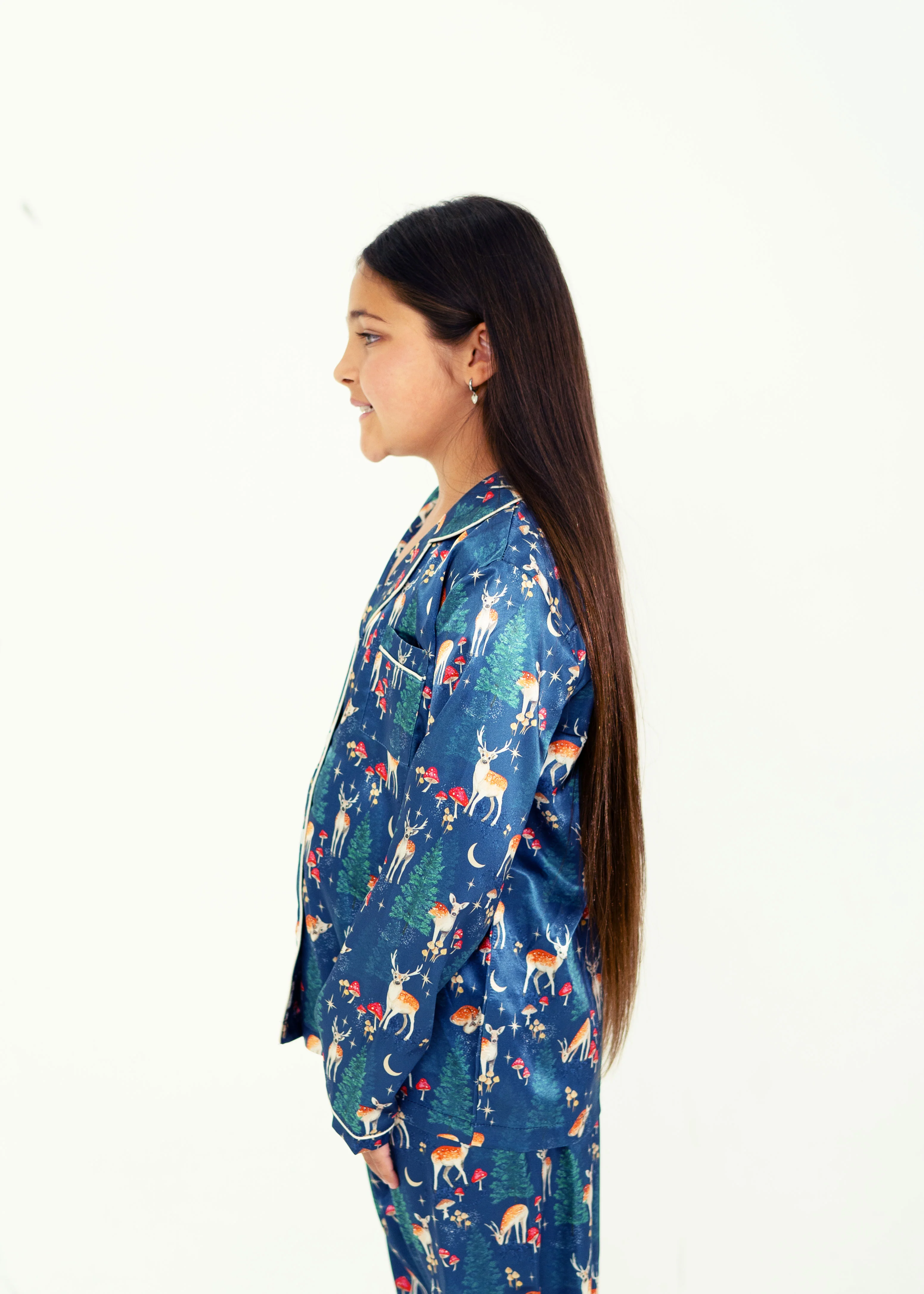Girls - Woodland Dreams Satin Long Top/ Long Pants PJ Set - Image 3