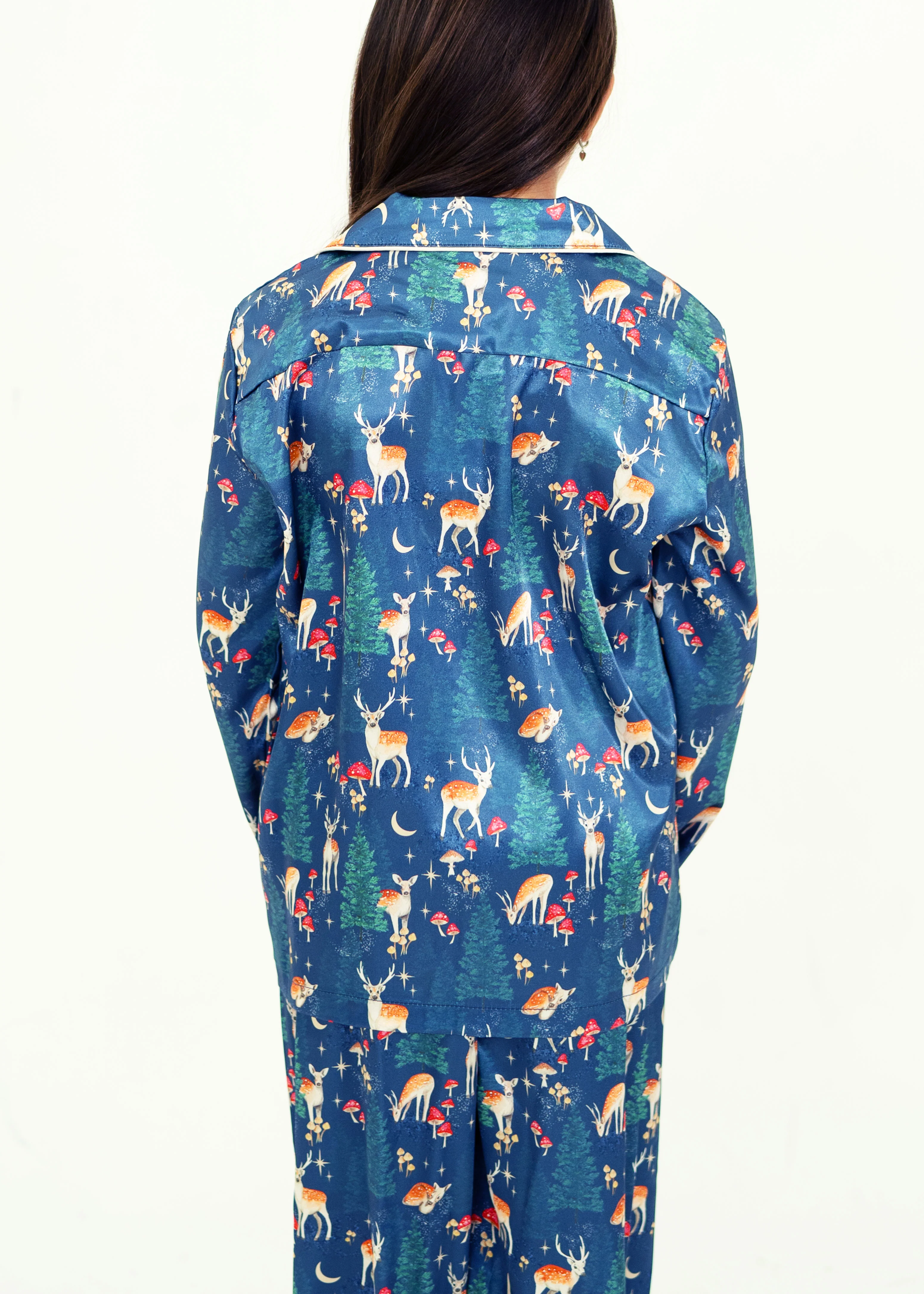 Girls - Woodland Dreams Satin Long Top/ Long Pants PJ Set - Image 4