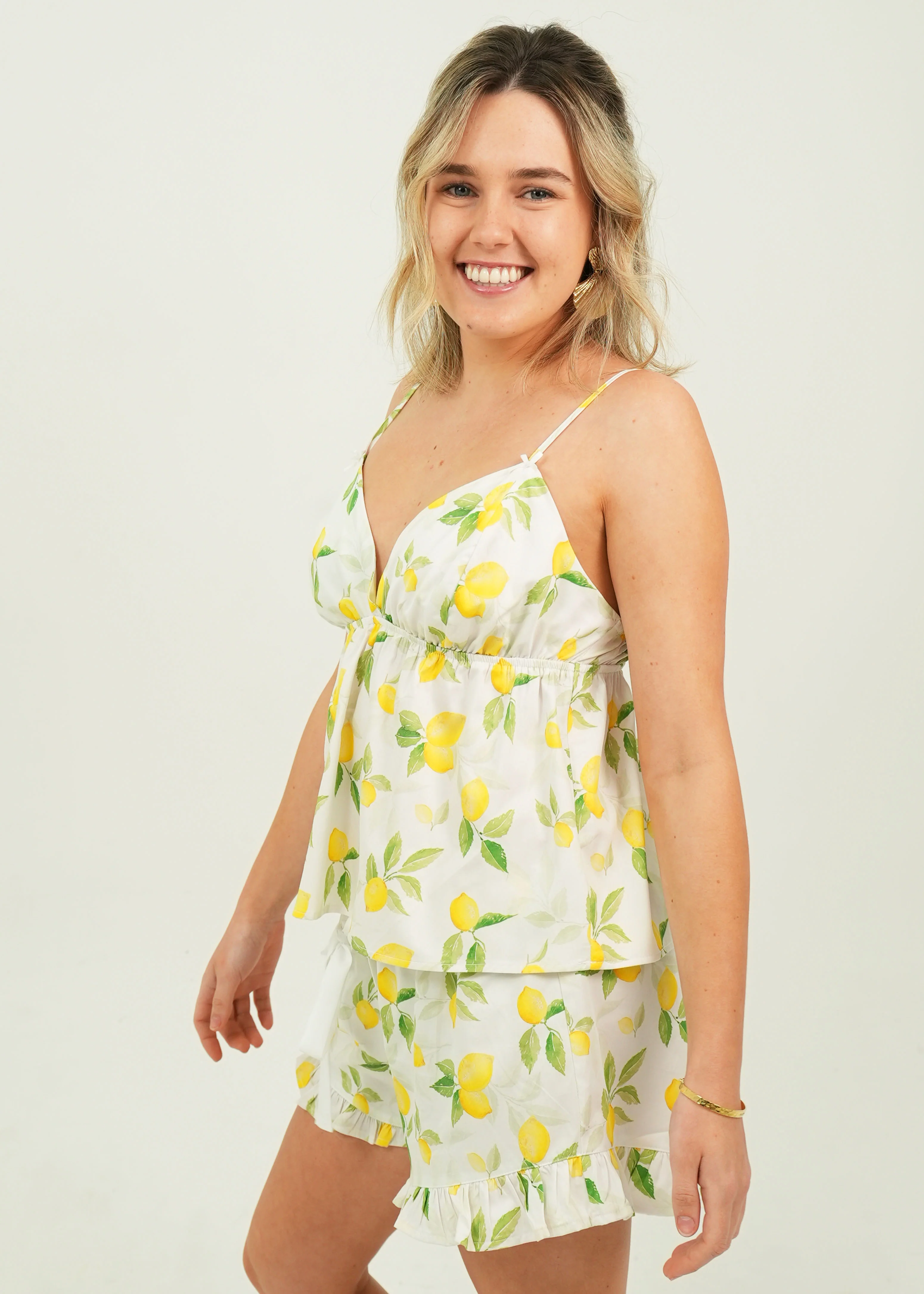 Lemon Cotton Camisole Short Pyjama Set - Image 3
