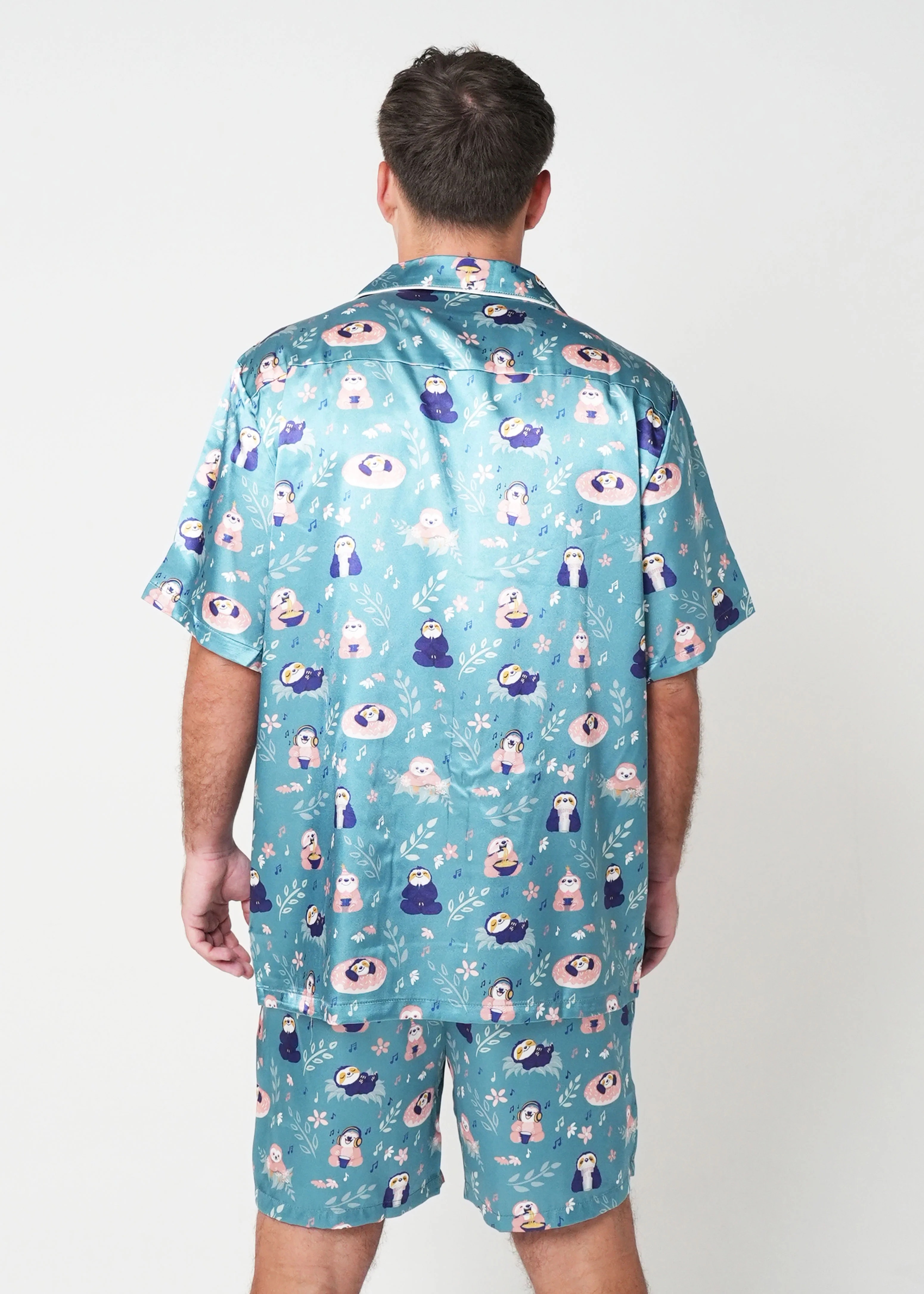 Mens Slothee Satin Short Pyjama Set - Image 3
