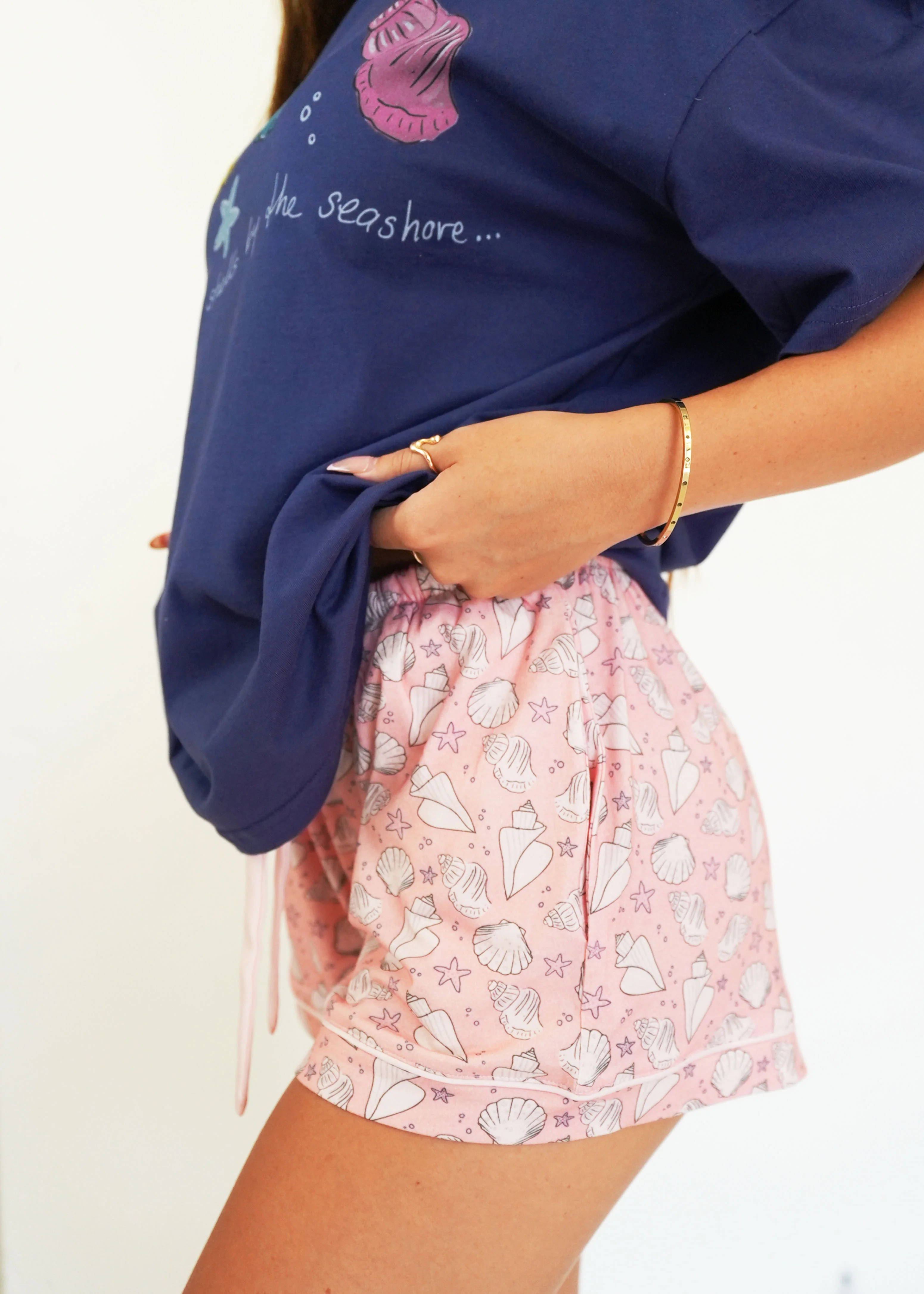 Navy Seashells T-Shirt & Short Pants PJ Set - Image 4