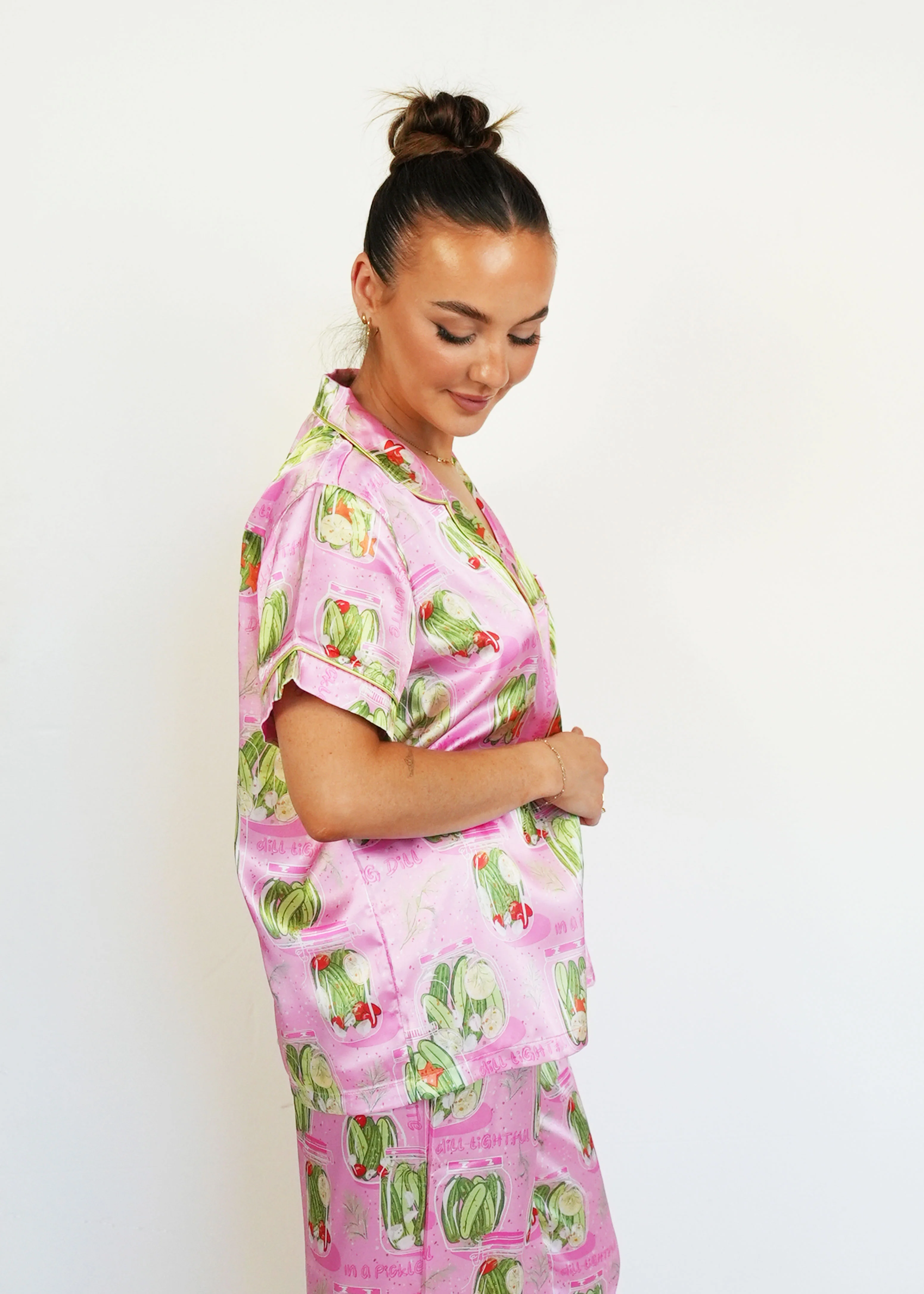 Pickles Short Top / Long Pants Satin PJ Set - Image 4