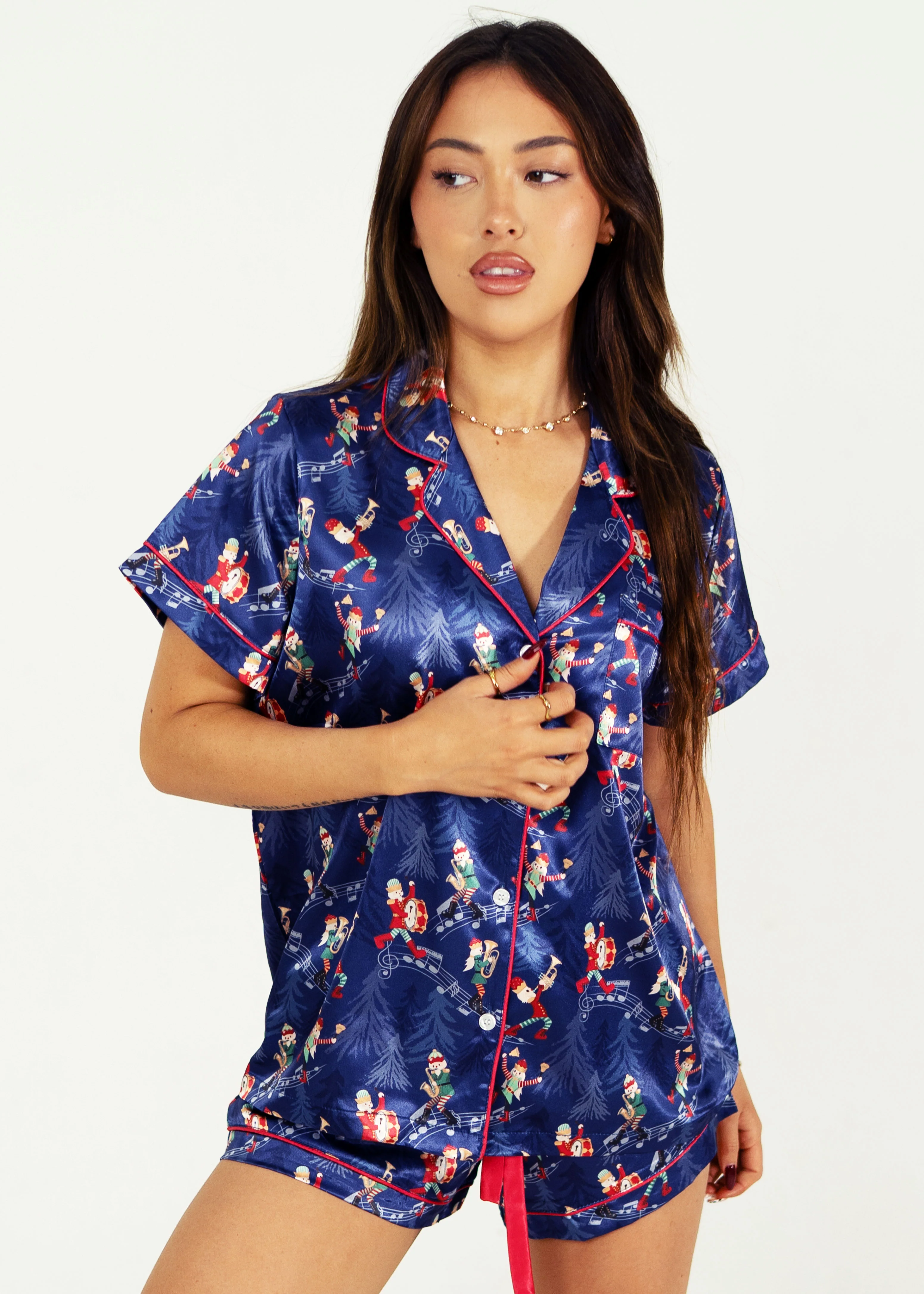 Santa's Workshop Satin Short PJ Set - Image 3