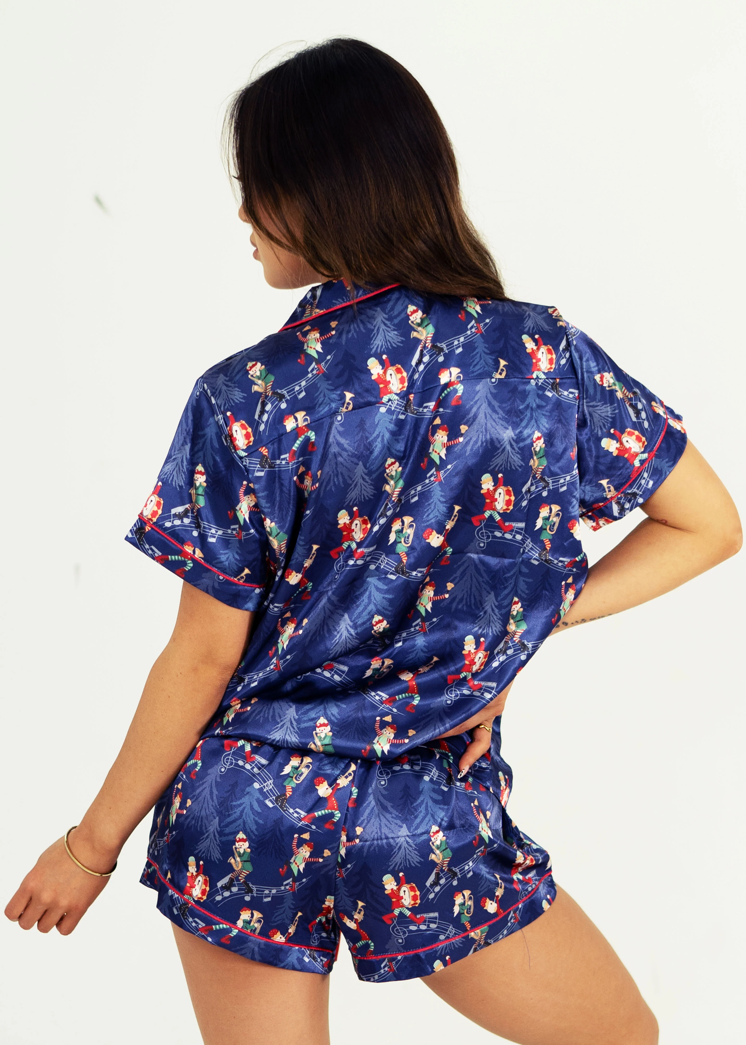 Santa's Workshop Satin Short PJ Set - Image 4