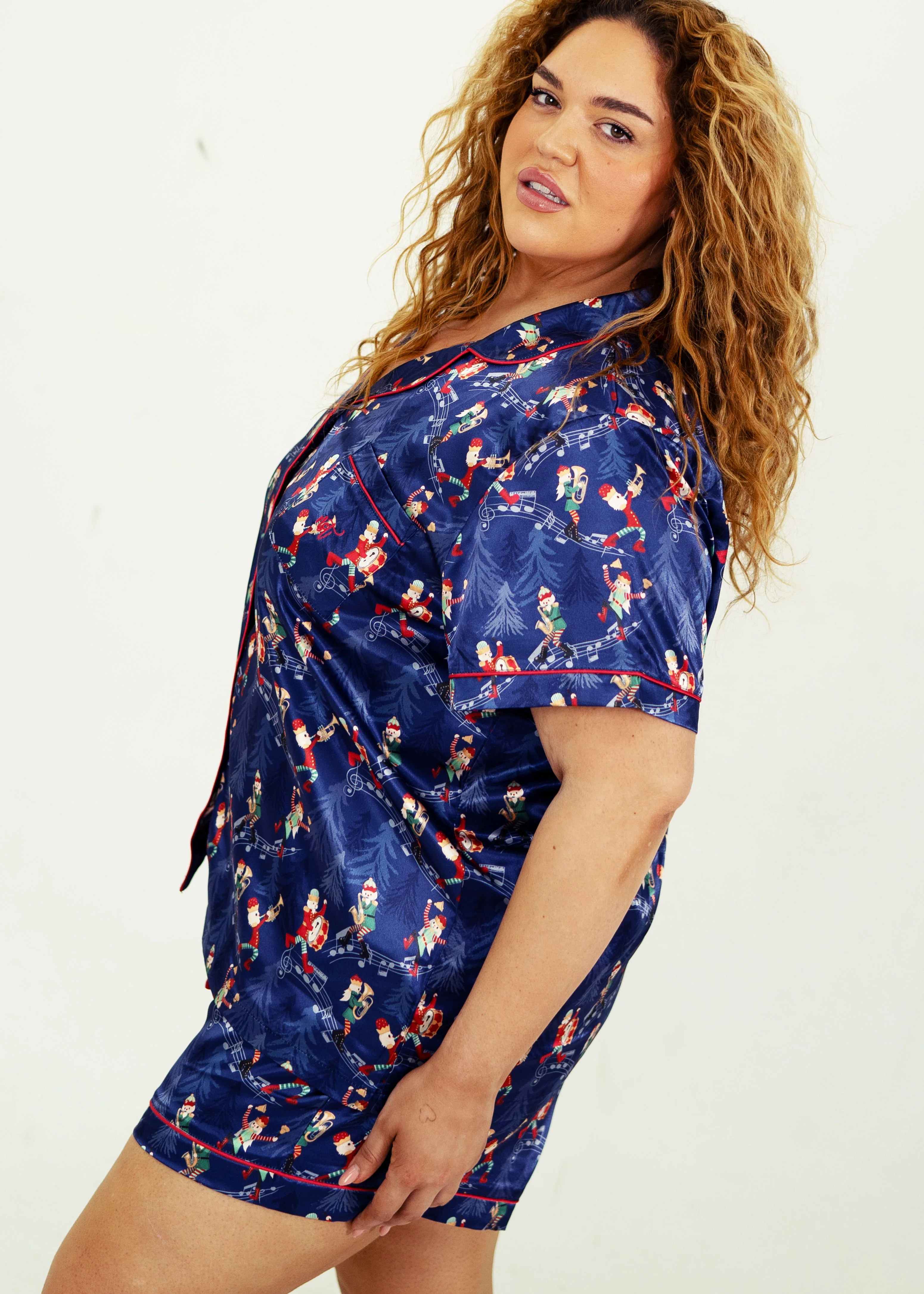 Santa's Workshop Satin Short PJ Set - Image 5