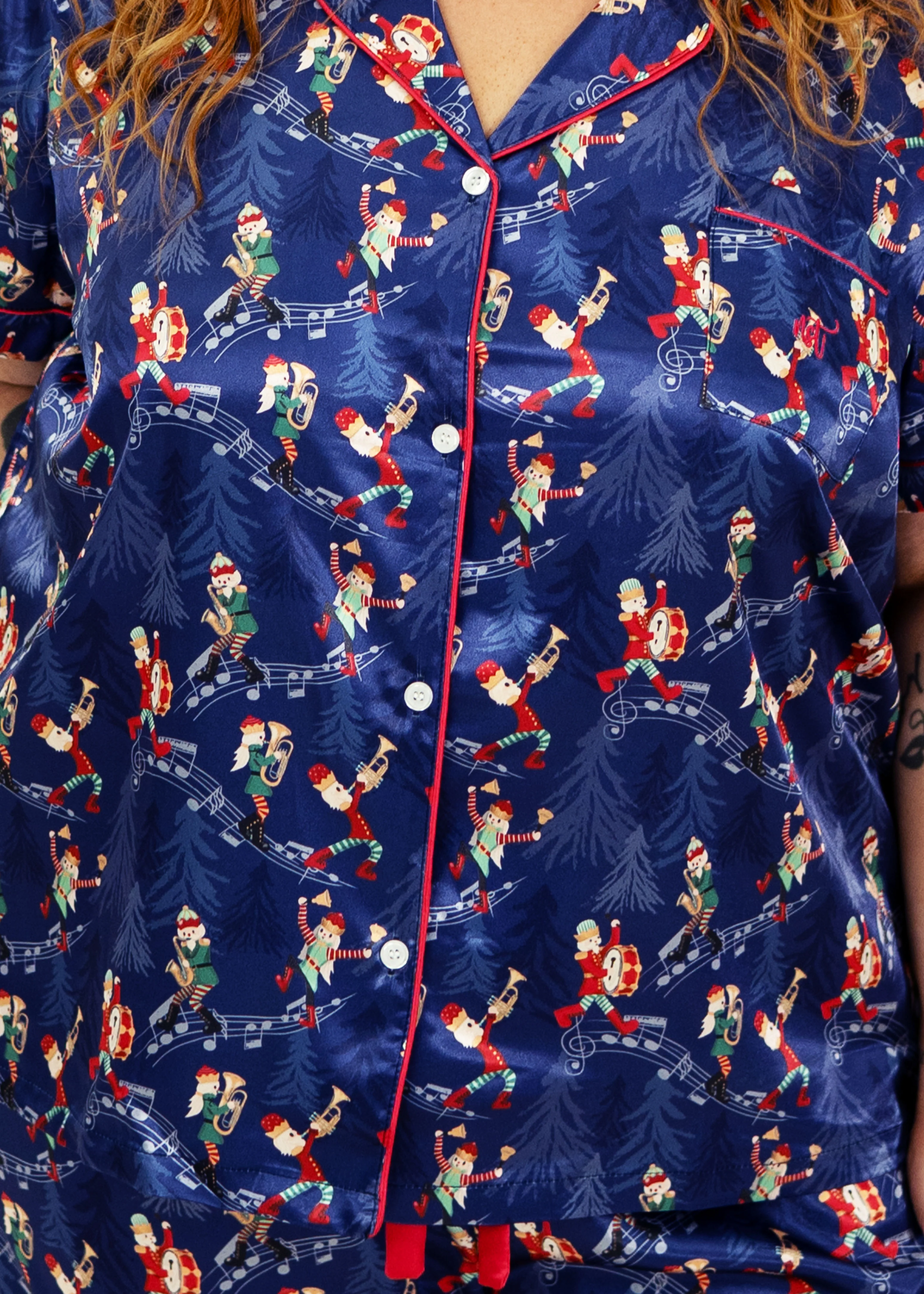 Santa's Workshop Satin Short PJ Set - Image 6