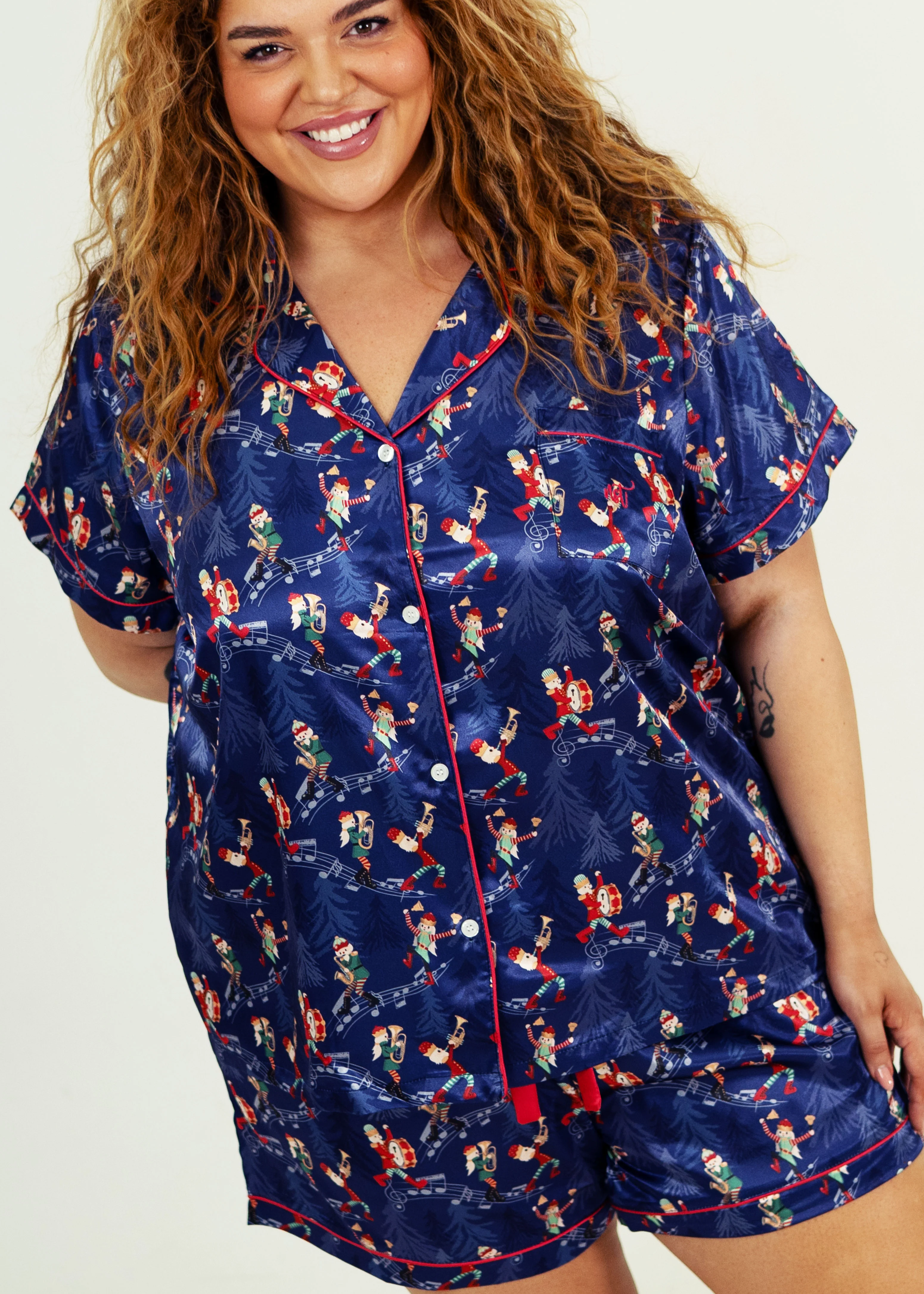 Santa's Workshop Satin Short PJ Set - Image 7
