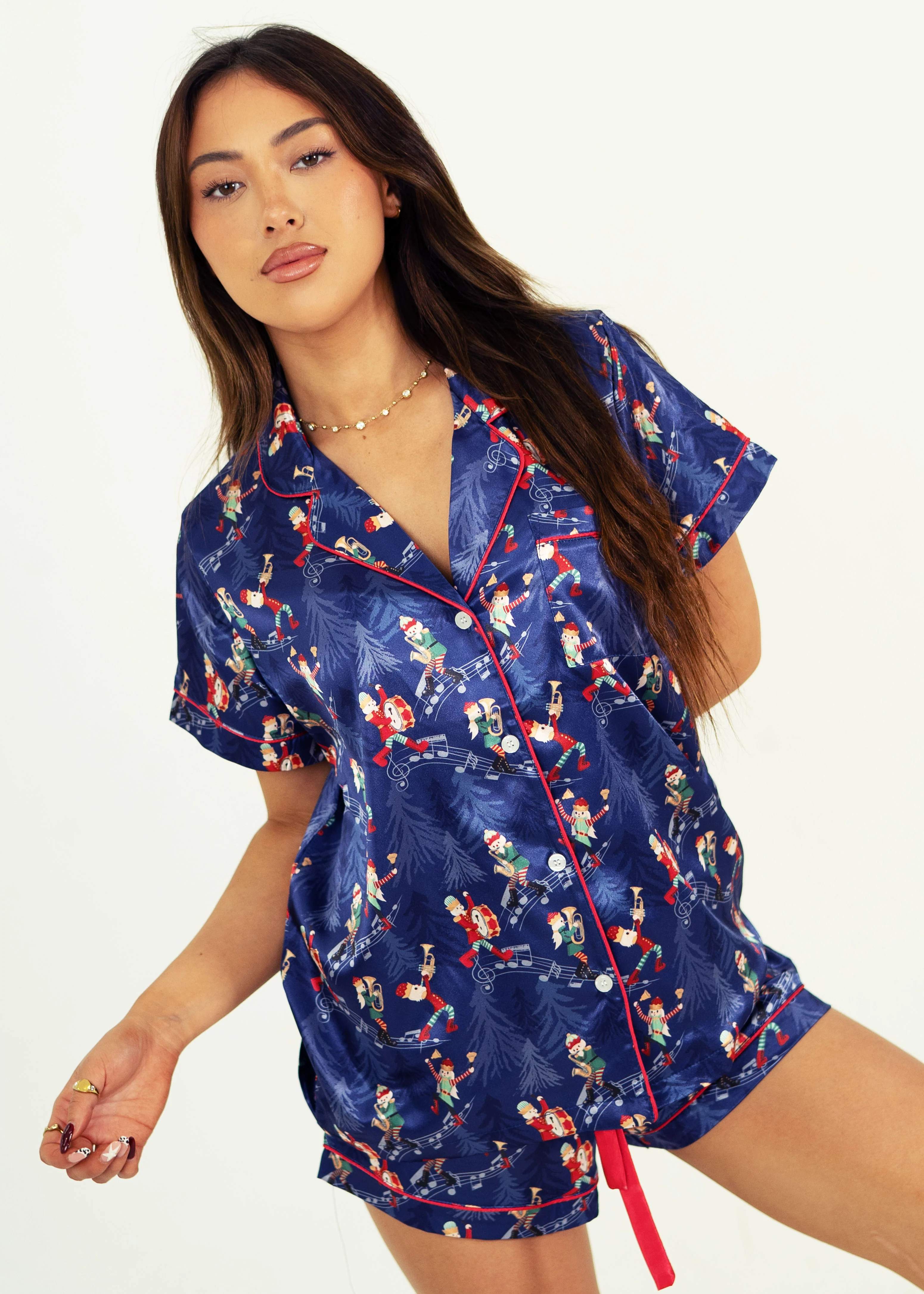 Santa's Workshop Satin Short PJ Set - Image 8