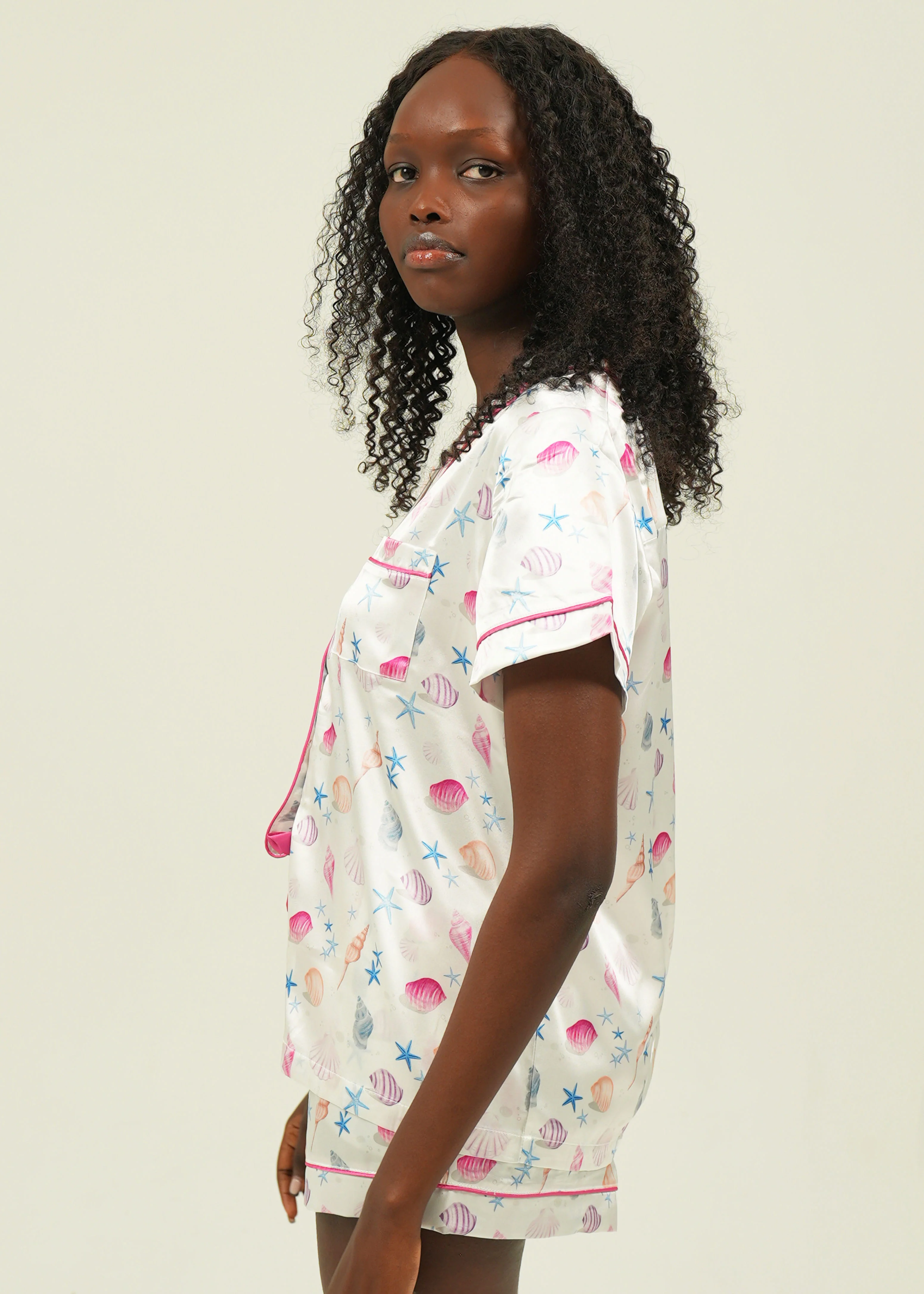 Seashells Short Satin Pyjama Set - Image 3