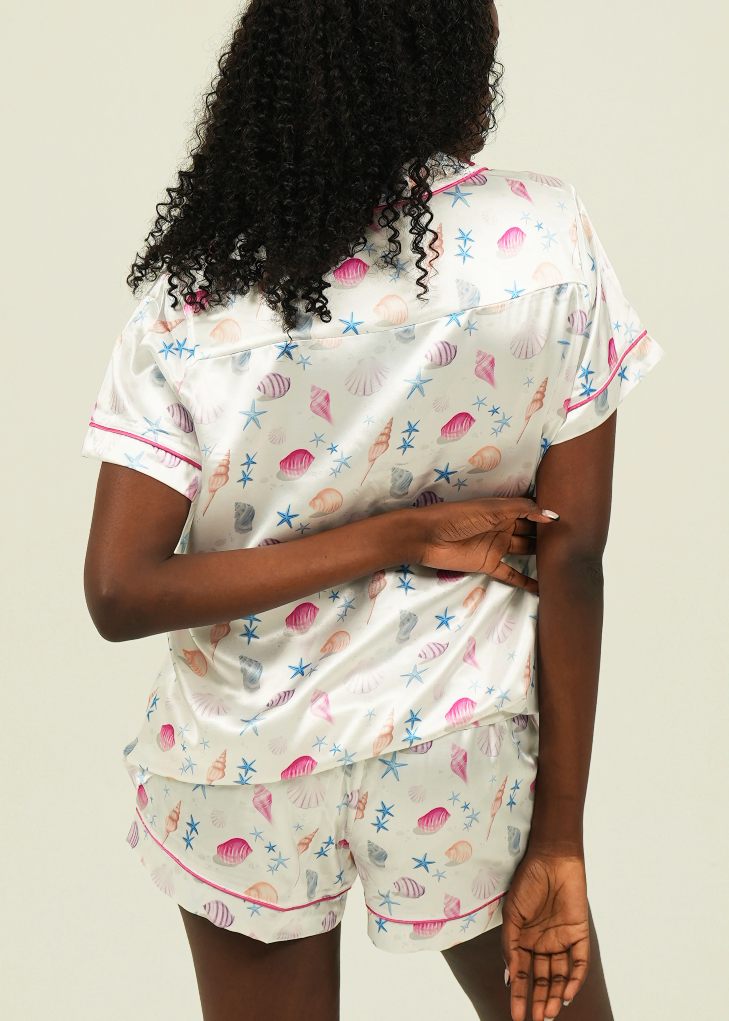 Seashells Short Satin Pyjama Set - Image 5