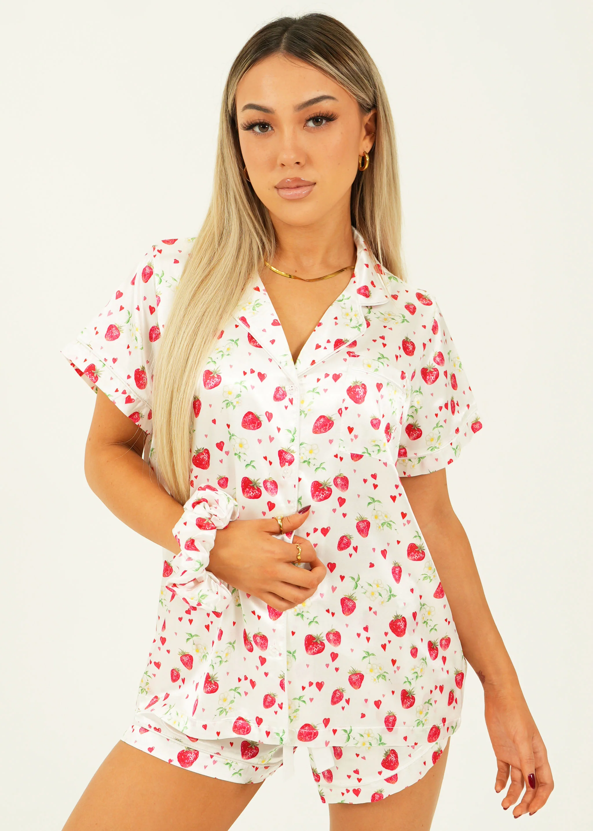 Strawberries Satin Short Pyjama Set - Image 3