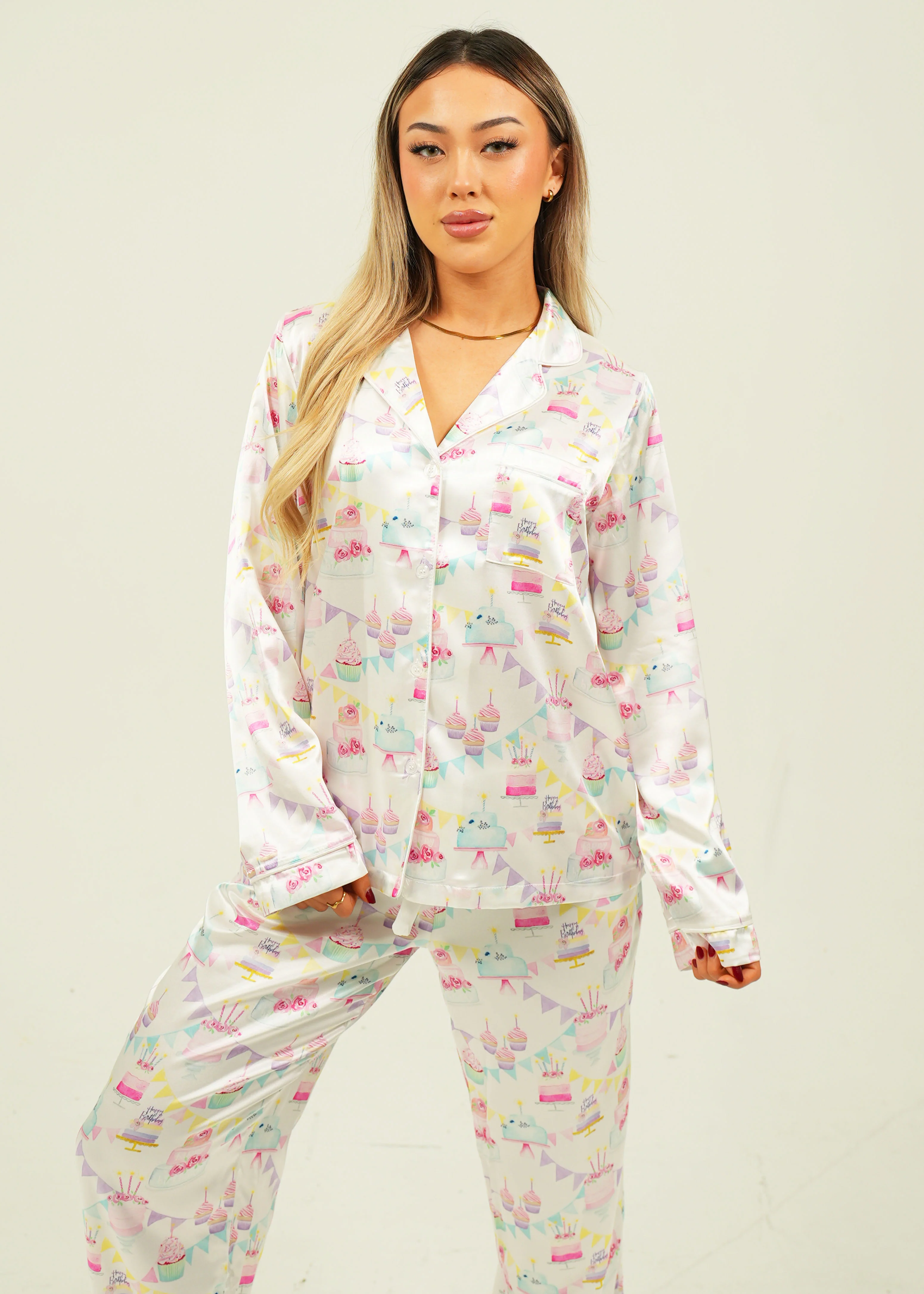 Birthday Satin Long Pyjama Set - Image 5