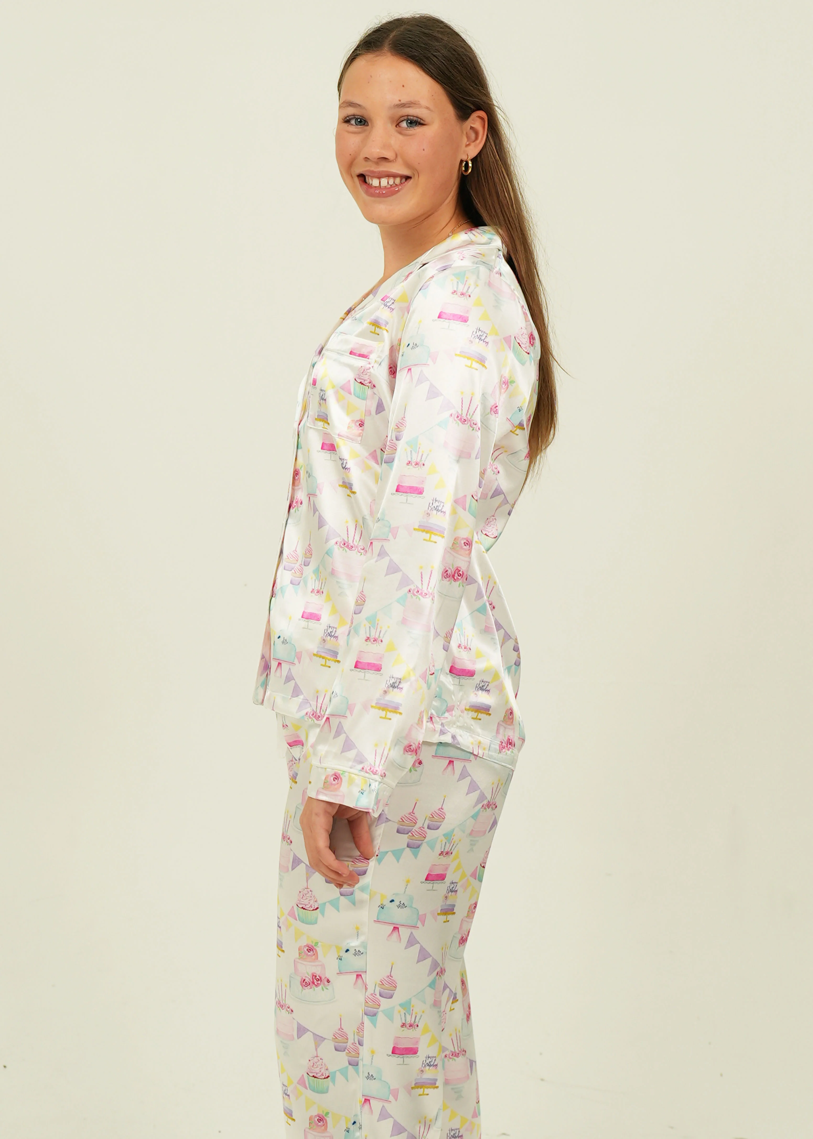 Birthday Satin Long Pyjama Set - Image 6
