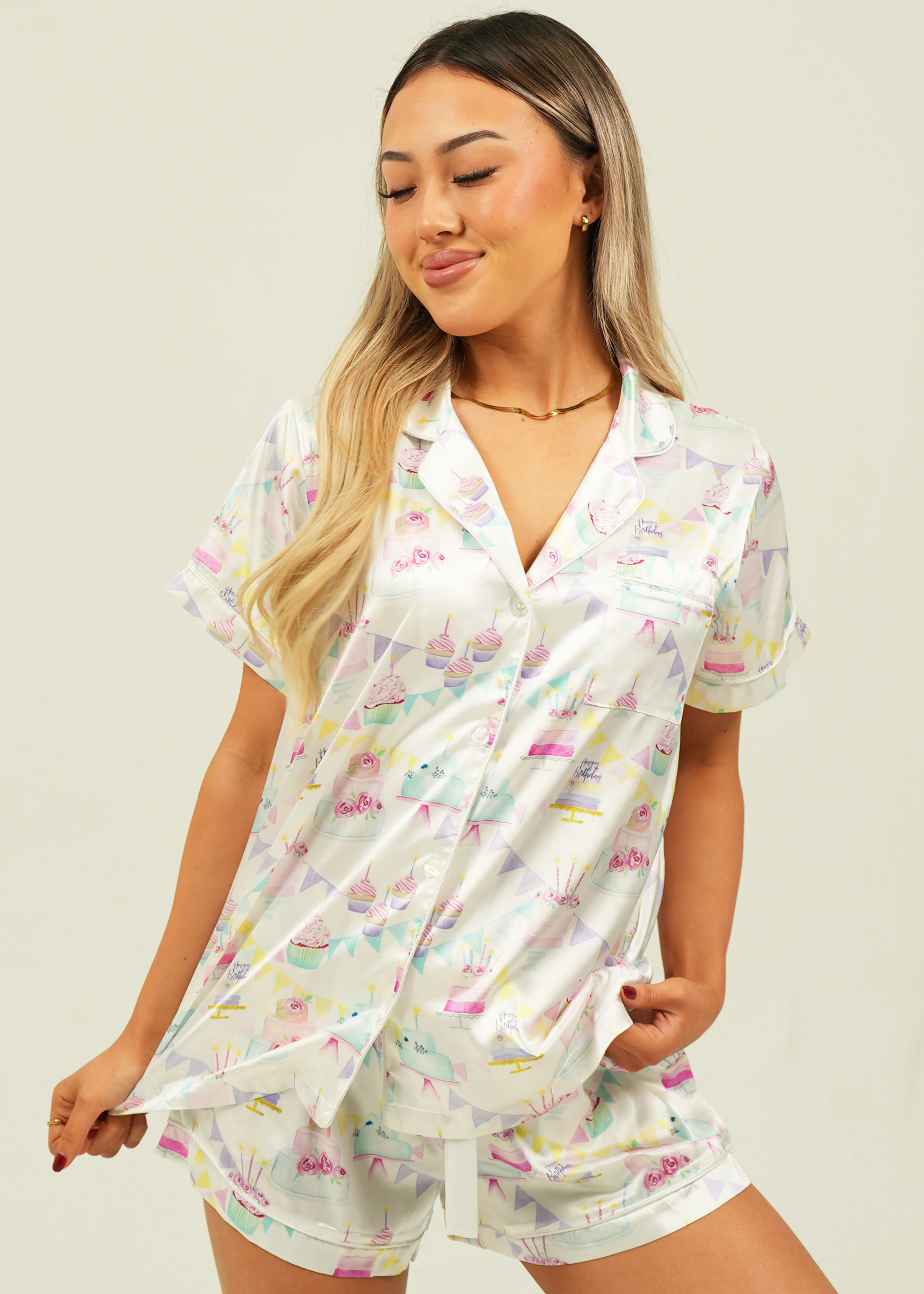 Birthday Satin Short Pyjama Set - Image 4