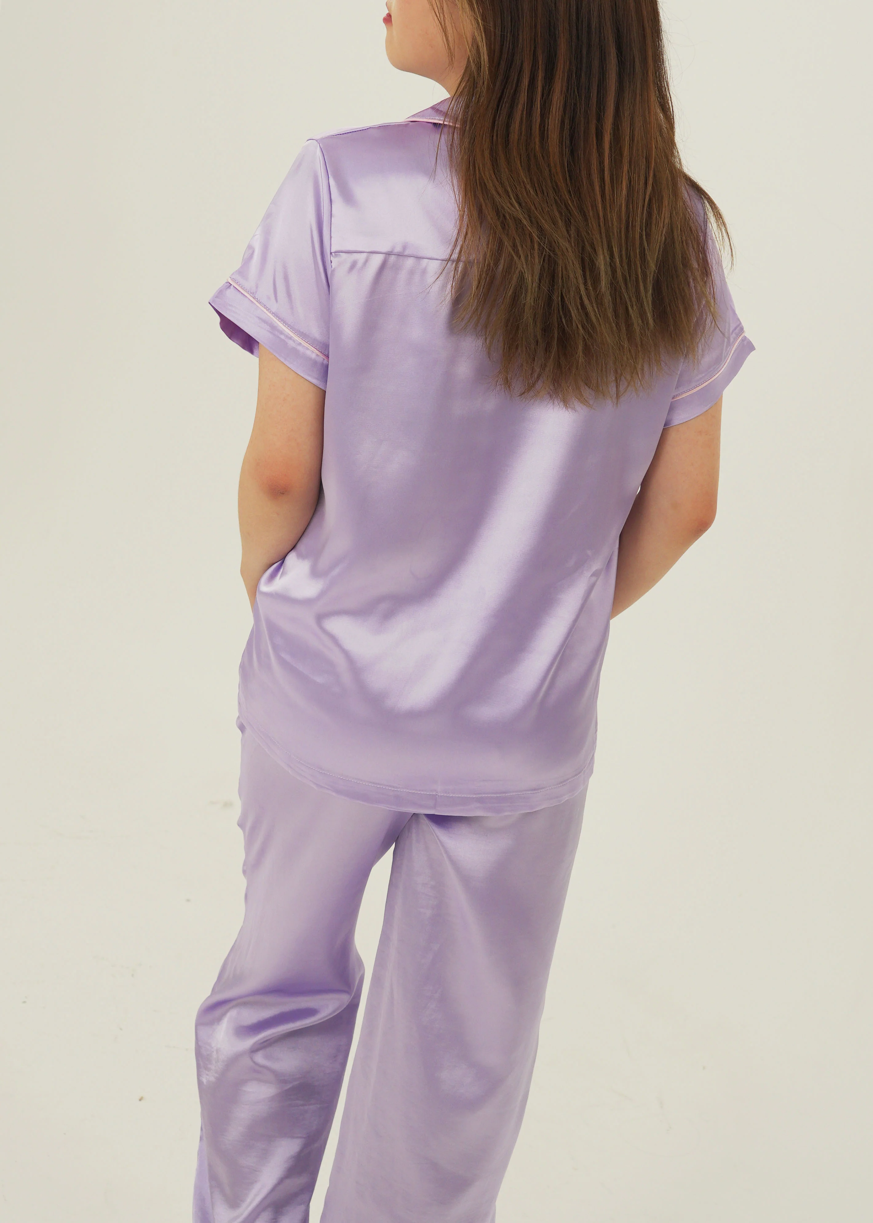Lilac Satin Long PJ Set - Image 5